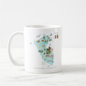 モノグラム入りペルー水彩画マップ コーヒーマグカップ (左)