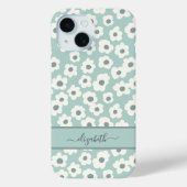 モノグラム入りボヘミアン風グリーン ホワイト グレー 花柄 Case-Mate iPhoneケース (裏面)