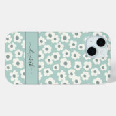 モノグラム入りボヘミアン風グリーン ホワイト グレー 花柄 Case-Mate iPhoneケース (裏面 (横))