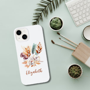 モノグラム入りボホ フローラル テラコッタ ブルー パープル Case-Mate iPhone 14ケース