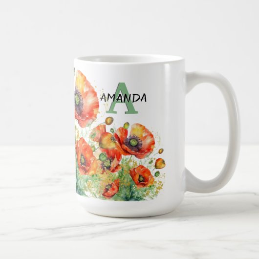 モノグラム入りポピーの花 トラベルマグ (右)