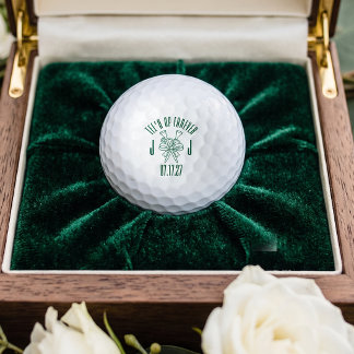 モノグラム入りミニマリストデザインの結婚式Tee'd Up Forever ゴルフボール