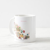 モノグラム入りメキシコ水彩画マップ コーヒーマグカップ (正面左)