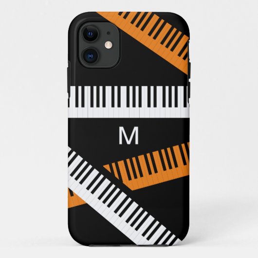 モノグラム入りモダンピアノ鍵盤デザイン Case-Mate iPhoneケース (裏面)