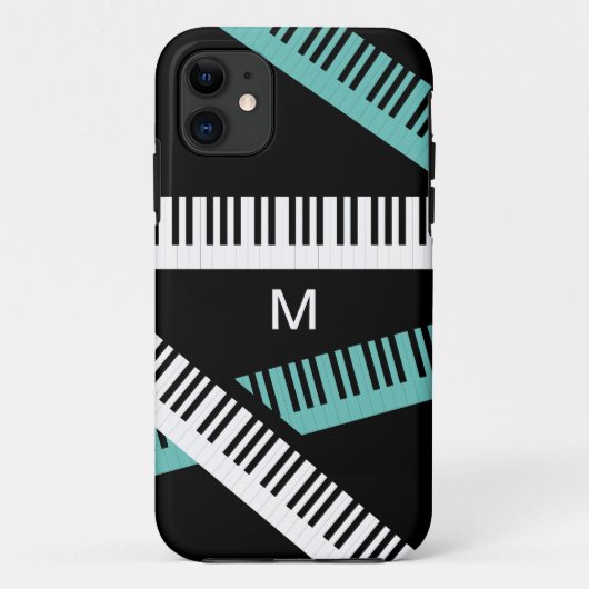 モノグラム入りモダンピアノ鍵盤デザイン Case-Mate iPhoneケース (裏面)