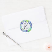 モノグラム入りラベンダーの花 手紙を書く ラウンドシール (封筒)