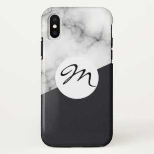モノグラム入りレザーマーブル iPhone X ケース