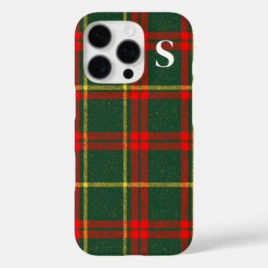 モノグラム入りレッドグリーンのタータンチェック柄  Case-Mate iPhoneケース (裏面)