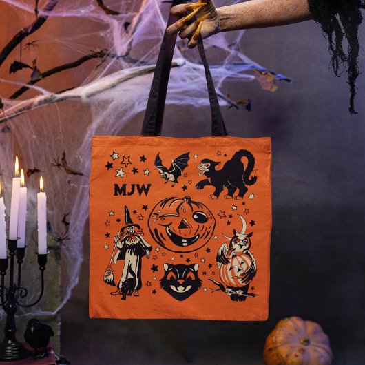 モノグラム入りレトロハロウィン トートバッグ