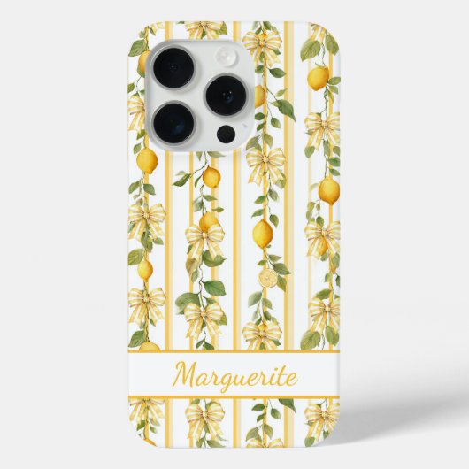 モノグラム入りレモンのつるコケットボウ Case-Mate iPhoneケース (裏面)