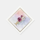 モノグラム入りワインレッドの花柄ナプキン スタンダードカクテルナプキン (角)