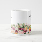 モノグラム入り優雅な水彩の薔薇の花のブライズメイド ジャンボコーヒーマグカップ (正面)
