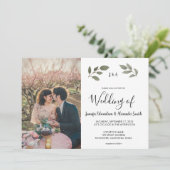 モノグラム入り写真のレトロボタニカルな結婚式 招待状 (スタンド正面)