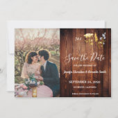モノグラム入り写真の田舎風フラワーSave the Date 招待状 (正面)