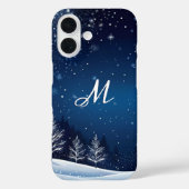モノグラム入り冬の夜の雪景色 Case-Mate iPhoneケース (裏面)
