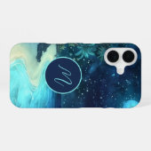 モノグラム入り夢のビーチの星空夜景 iPhone 16ケース (裏面横)