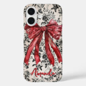 モノグラム入り大人可愛い黒白赤トワル柄バウ Case-Mate iPhoneケース (裏面)