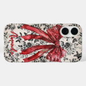 モノグラム入り大人可愛い黒白赤トワル柄バウ Case-Mate iPhoneケース (裏面 (横))