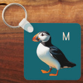 モノグラム入り大西洋ニシハイイロペンギン 海辺の野生動物 鳥 キーホルダー (正面)