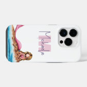 モノグラム入り女の子らしい人魚デザイン iPhoneケース (裏面横)