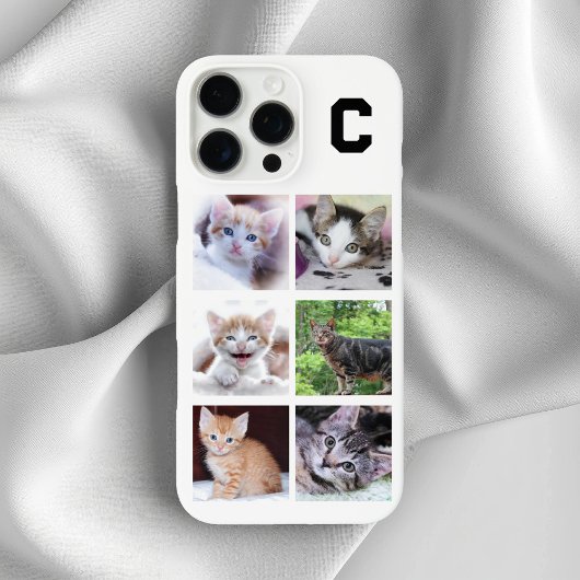 モノグラム入り家族ペット6枚のスクエアフォトコラージュ Case-Mate iPhoneケース
