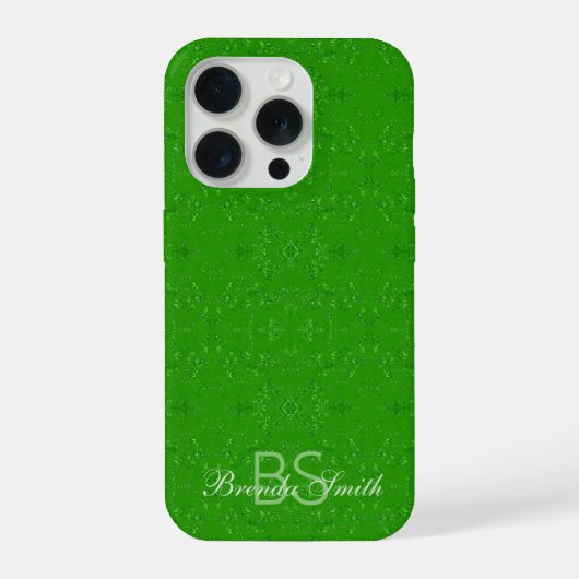 モノグラム入り抽象柄 スプリンググリーン iPhoneケース (裏面)