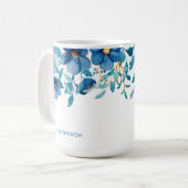 モノグラム入り植物風フェミニン コーヒーマグカップ (正面左)