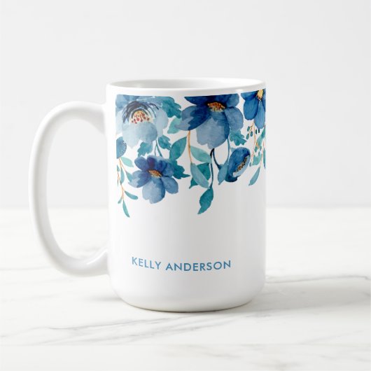 モノグラム入り植物風フェミニン コーヒーマグカップ (左)