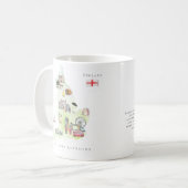 モノグラム入り水彩画イギリス地図デザイン コーヒーマグカップ (正面左)