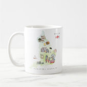 モノグラム入り水彩画イギリス地図デザイン コーヒーマグカップ (左)