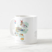 モノグラム入り水彩画風オランダ地図デザイン コーヒーマグカップ (正面左)