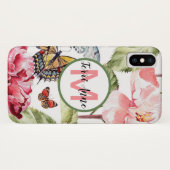 モノグラム入り牡丹と蝶のデザイン Case-Mate iPhoneケース (裏面(横))