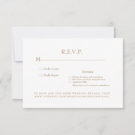 モノグラム入り白とゴールドの結婚式RSVPカード 出欠カード