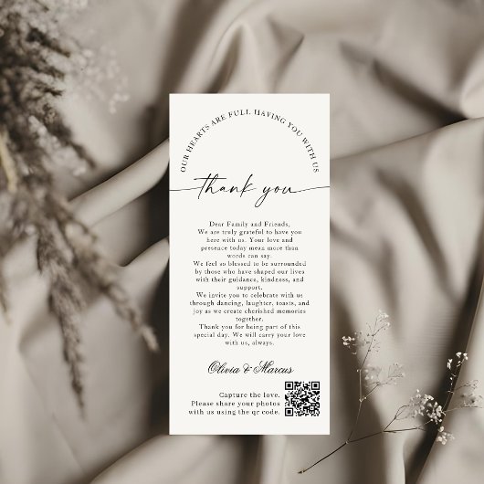 モノグラム入り結婚式サンクスカードQRコード サンキューカード