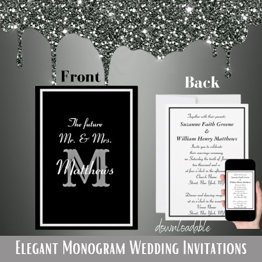 モノグラム入り結婚式招待状 Mr. & Mrs. 招待状