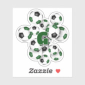 モノグラム入り緑と黒のサッカーボール ステッカー シール (シート)