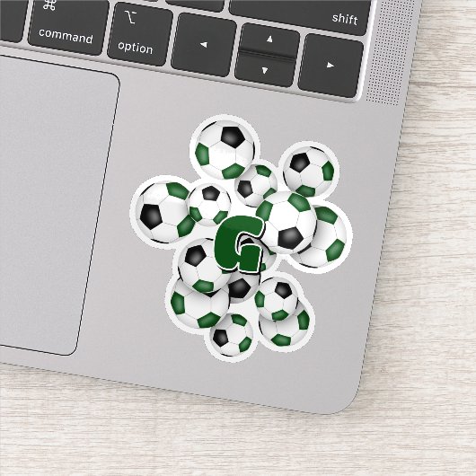 モノグラム入り緑と黒のサッカーボール ステッカー シール (詳細)