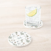 モノグラム入り花とシダの葉のフラワーボタニカル コースター (側面)