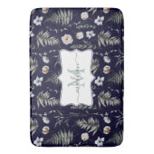 モノグラム入り花とシダの葉のフラワーボタニカル バスマット (正面縦)