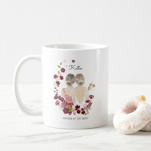 モノグラム入り花嫁の母イラスト コーヒーマグカップ (ドーナツ)