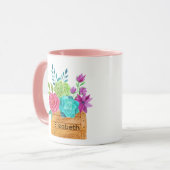 モノグラム入り花束の水彩画 マグカップ (正面左)