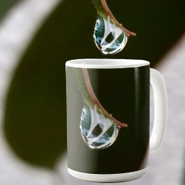 モノグラム入り葉先の雫の写真 コーヒーマグカップ