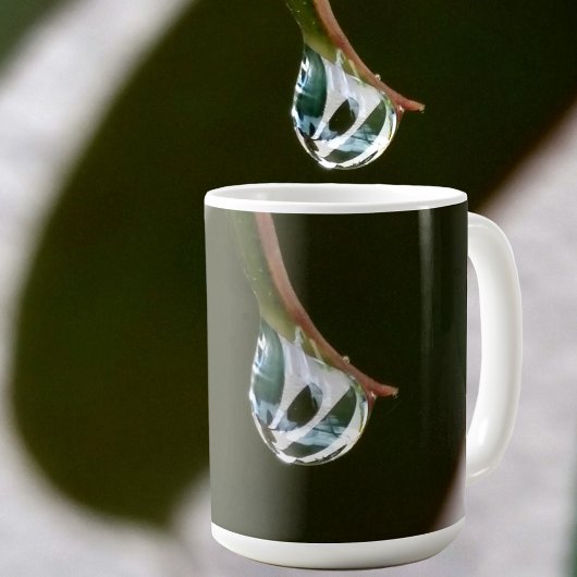 モノグラム入り葉先の雫の写真 コーヒーマグカップ