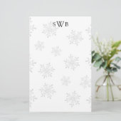モノグラム入り雪の結晶の無地のクリスマス便箋 便箋 (スタンド正面)