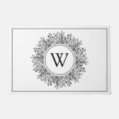 モノグラム入り雪の結晶 クリスマスの黒と白 ドアマット (正面)