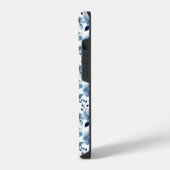 モノグラム入り青い水彩花柄 iPhoneケース (左側面)