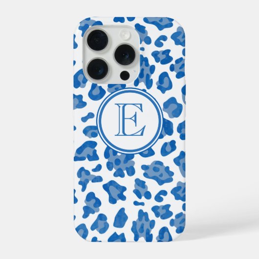 モノグラム入り青白ヒョウ柄 iPhoneケース (裏面)