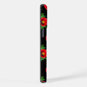 モノグラム入り黒と赤の花のポピー iPhoneケース (右側面)