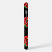モノグラム入り黒と赤の花のポピー iPhoneケース (左側面)