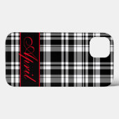 モノグラム入り黒白チェック柄 Case-Mate iPhoneケース (裏面 (横))